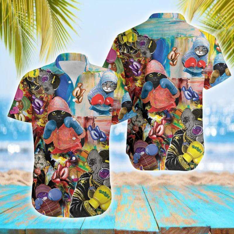 Boxing Cats Cute Hawaiian Shirt Pre10668 Boxing Cats Cute Hawaiian Shirt Pre10668