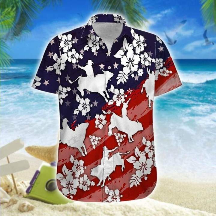 Bull Riding Navy And Red Hawaiian Shirt Pre10978 Bull Riding Navy And Red Hawaiian Shirt Pre10978
