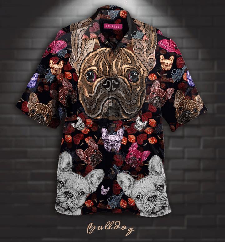 Bulldog Embroidery Hawaiian Shirt Pre13447 Bulldog Embroidery Hawaiian Shirt Pre13447