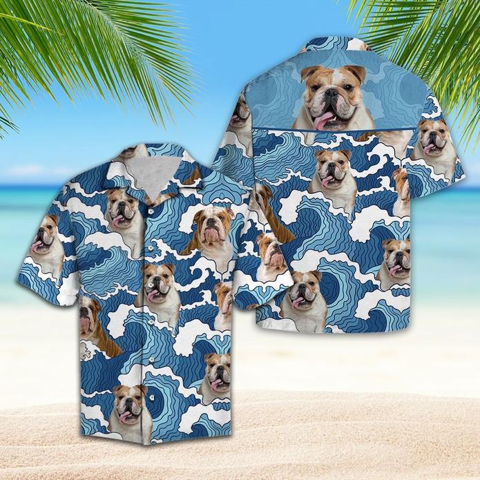 Bulldog Wave Hawaiian Shirt Pre10511