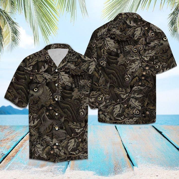 Camouflage Owl Butterfly Hawaiian Shirt Pre13387