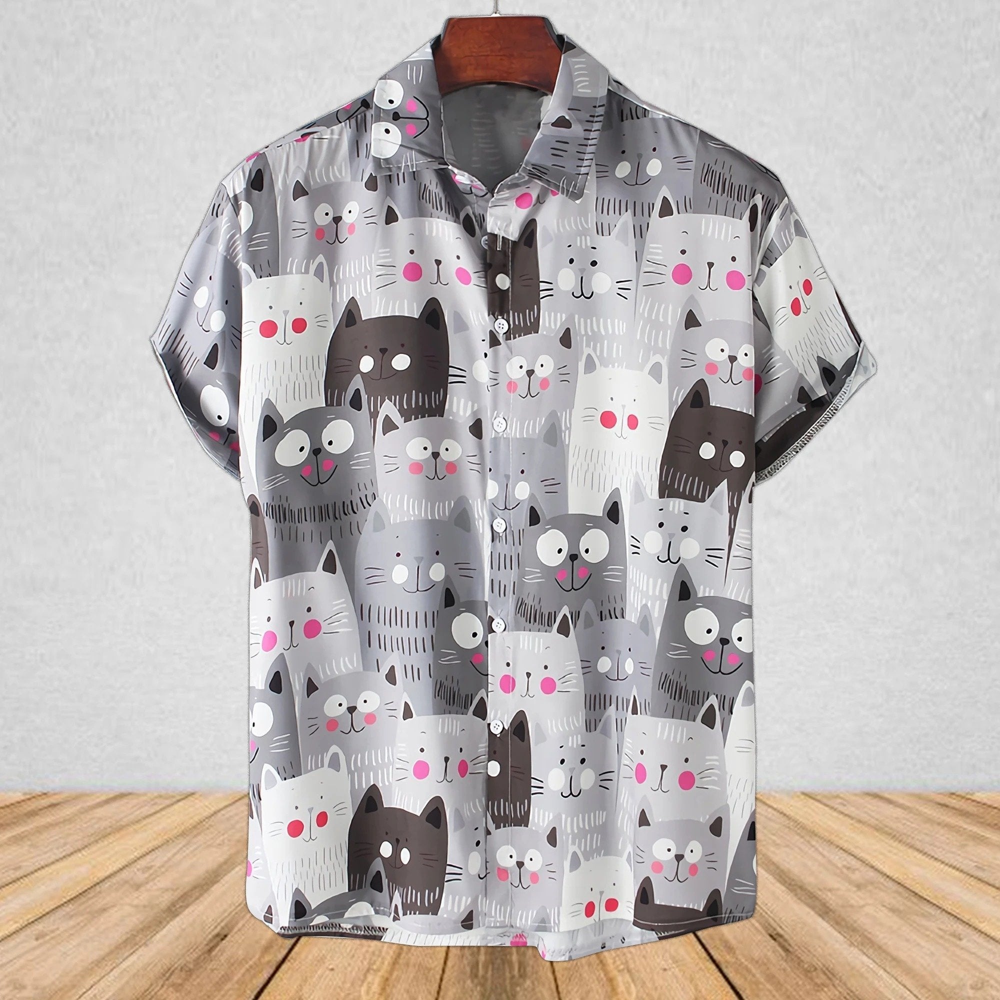 Cartoon Cat Hawaiian Shirt Pre13402