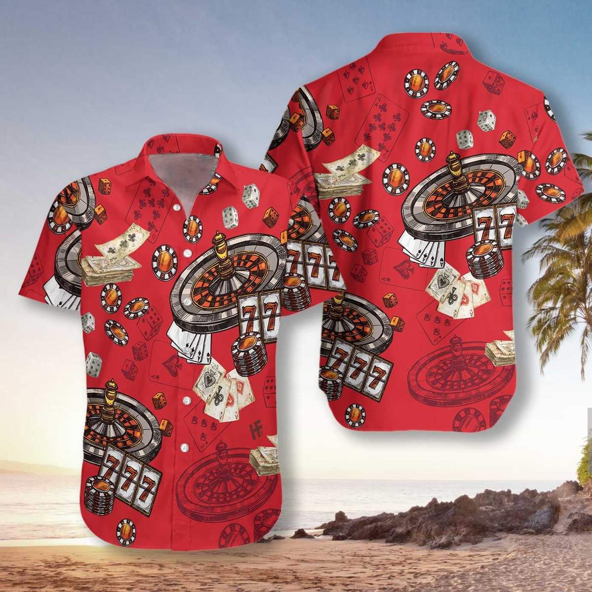 Casino Pattern Red Hawaiian Shirt Pre10065
