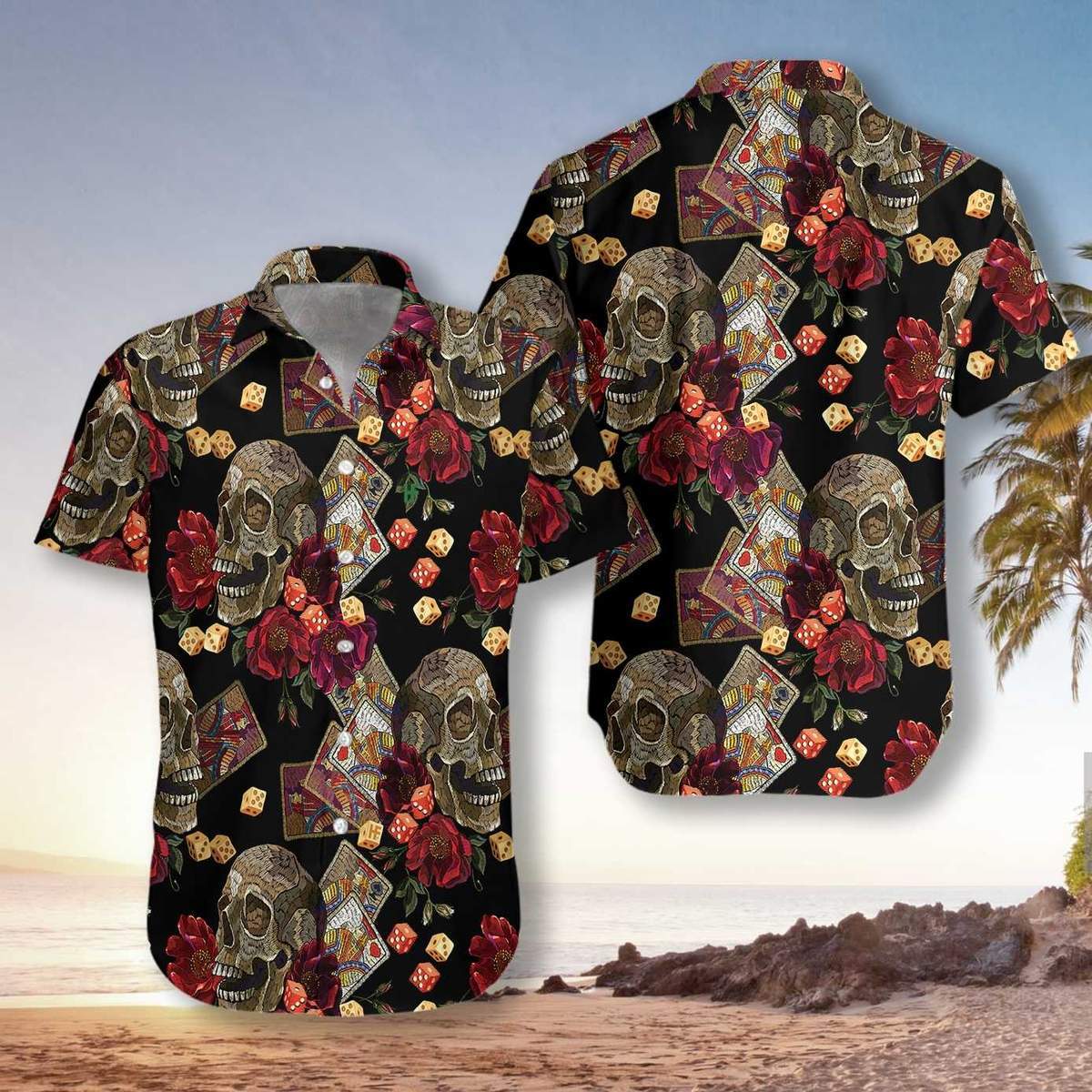 Casino Skull Colorful Hawaiian Shirt Pre10364