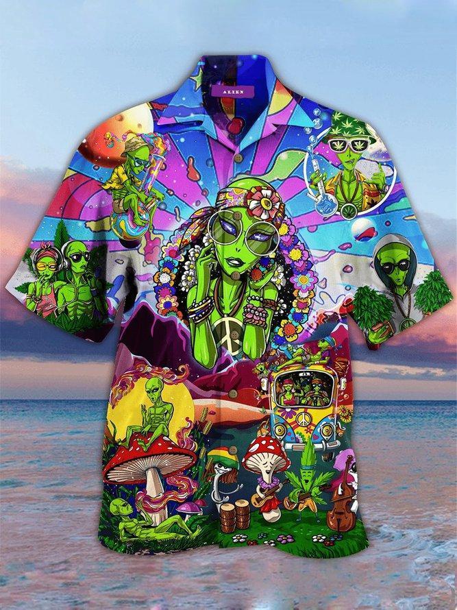 Casual Cotton Blend Hippie Hawaiian Shirt Pre11868