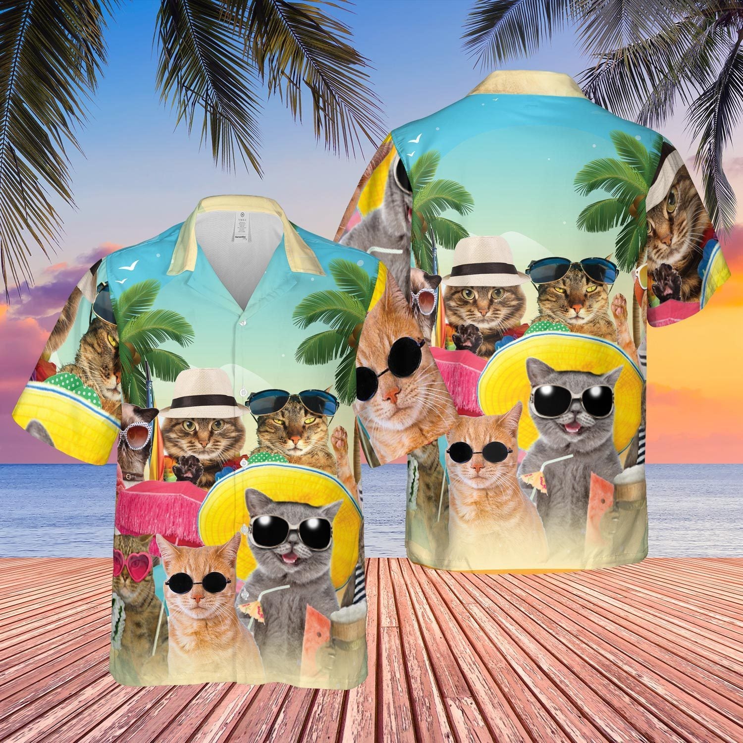 Cat Tropical Beach Hawaiian Shirt Pre10315