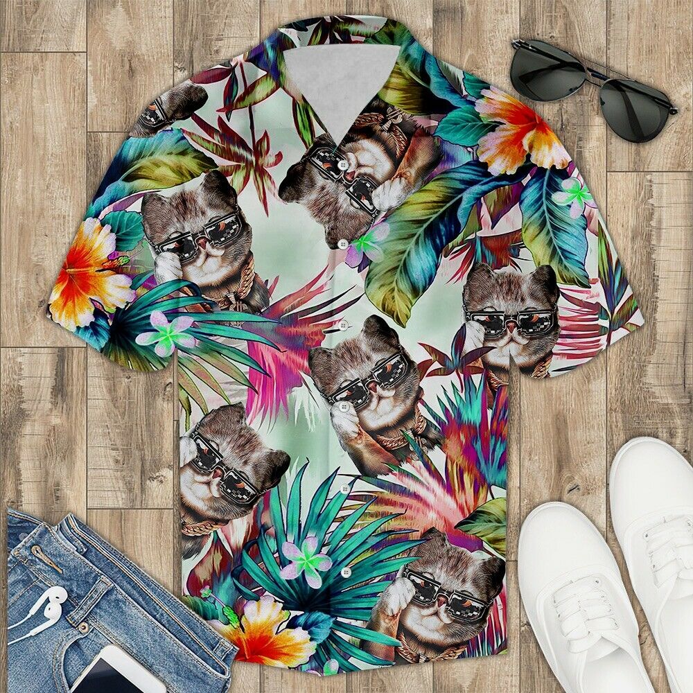 Cat Tropical Hawaiian Shirt Pre13436
