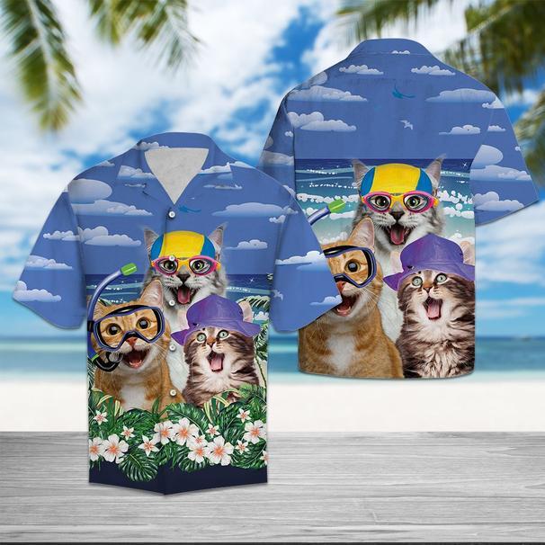 Cats Summer Beach Hawaiian Shirt Pre10601