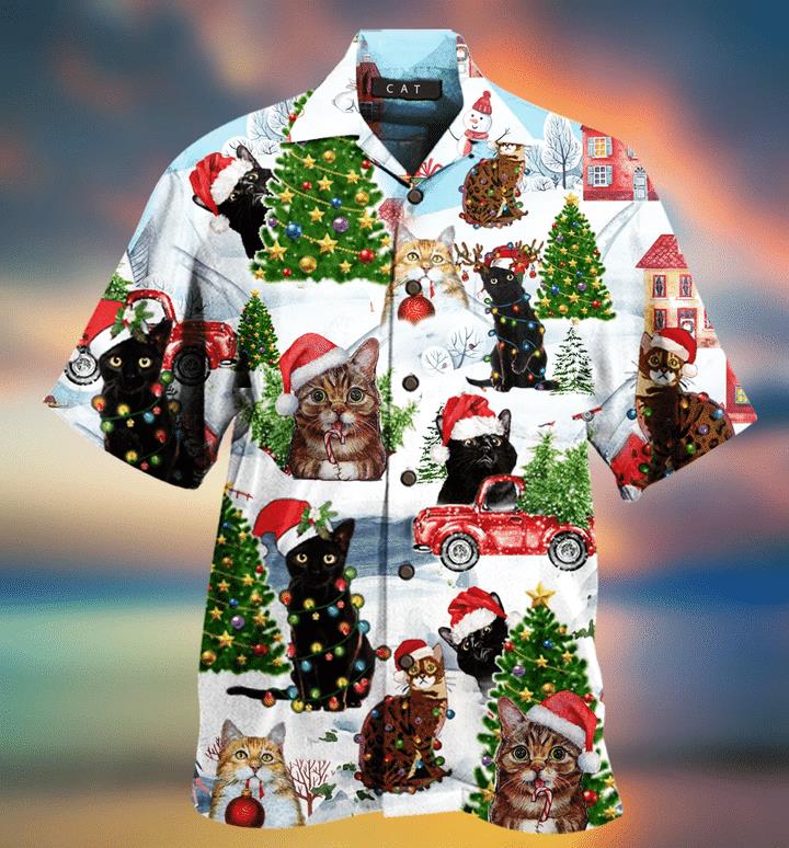 Christmas Cat Hawaiian Shirt Pre13346