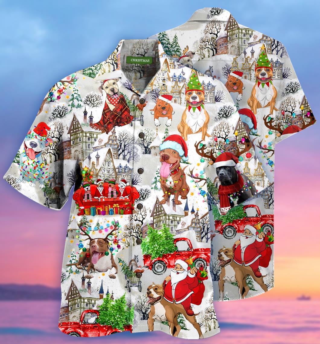 Christmas Pit Bulls Hawaiian Shirt Pre13308 Christmas Pit Bulls Hawaiian Shirt Pre13308