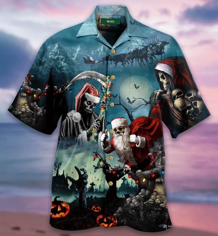 Christmas Santa Claus Skull Hawaiian Shirt Pre13342