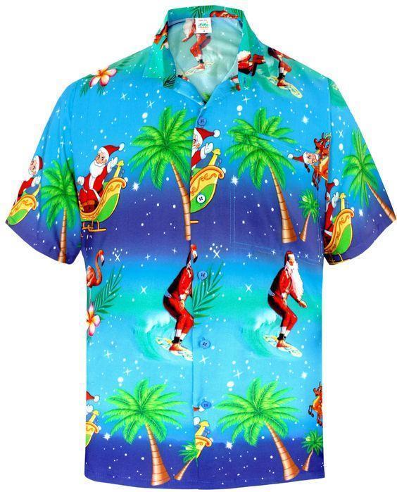 Christmas Santa Coconut Tree Hawaiian Shirt Pre11973