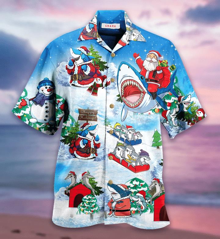 Christmas Shark Hawaiian Shirt Pre13343 Christmas Shark Hawaiian Shirt Pre13343
