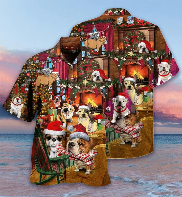 Christmas With Bulldog Hawaiian Shirt Pre13345 Christmas With Bulldog Hawaiian Shirt Pre13345