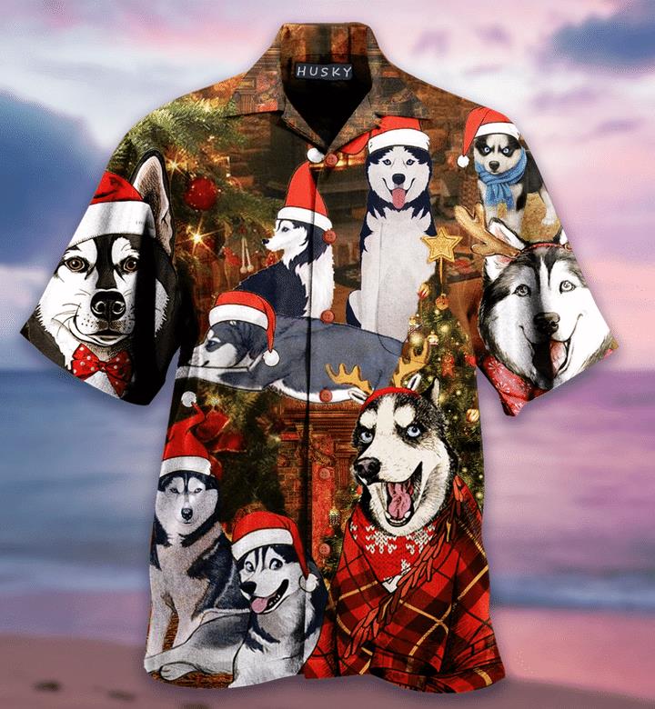 Christmas With Husky Hawaiian Shirt Pre13344 Christmas With Husky Hawaiian Shirt Pre13344