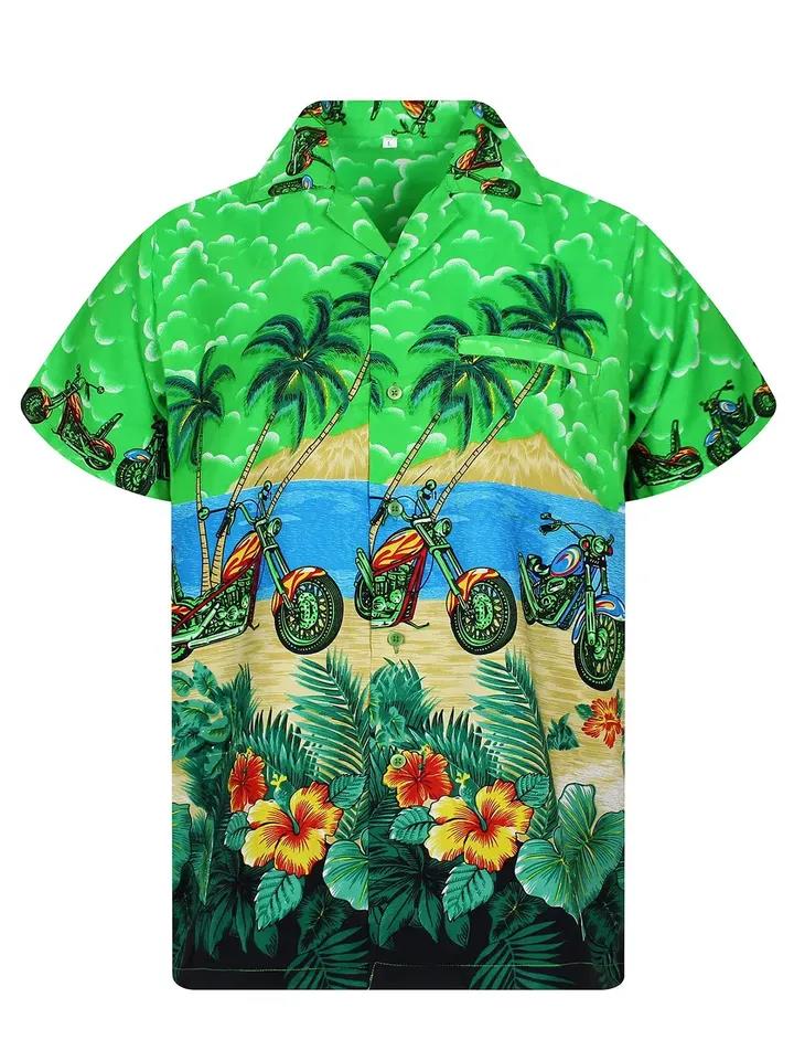 Coconut Tree And Motobike Hawaiian Shirt Pre11318