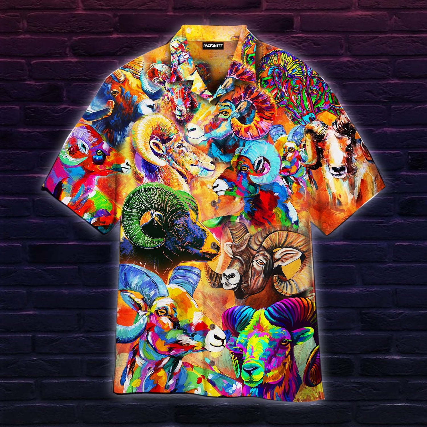 Colorful Bighorn Sheep Painting Hawaiian Shirt Pre10522 Colorful Bighorn Sheep Painting Hawaiian Shirt Pre10522