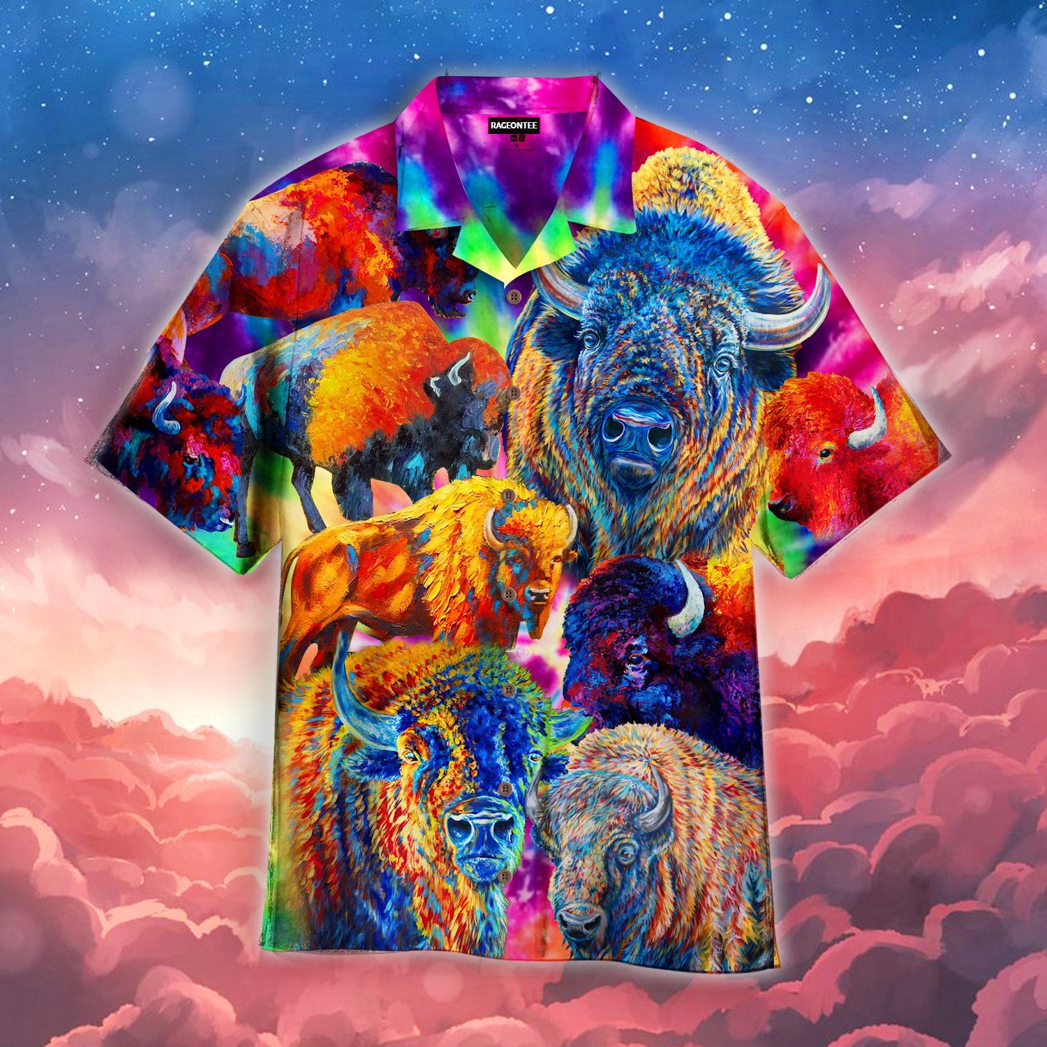 Colorful Bisons Jungle Hawaiian Shirt Pre10525