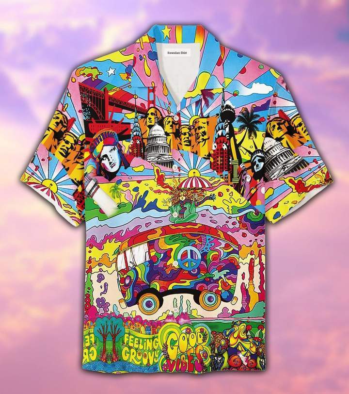 Colorful Hippie Feeling Groovy Hawaiian Shirt Pre11854 Colorful Hippie Feeling Groovy Hawaiian Shirt Pre11854
