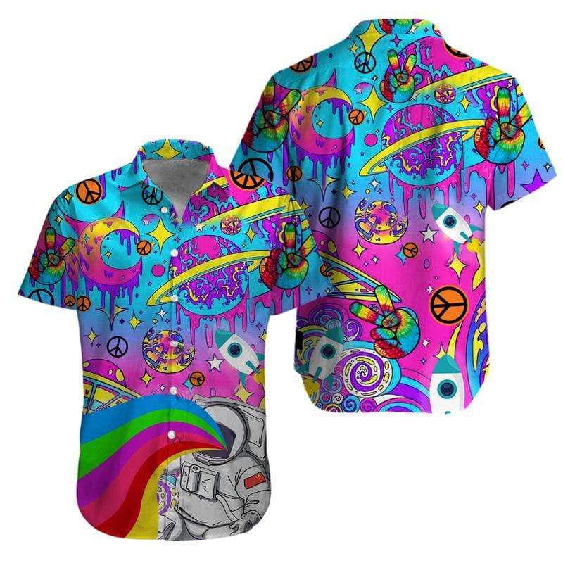 Colorful Hippie Space Pink Hawaiian Shirt Pre10415