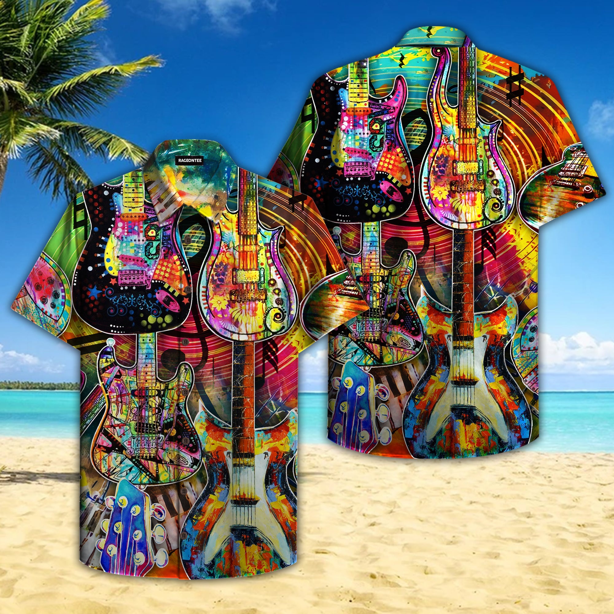 Colorful Music Guitar Hawaiian Shirt Pre10947