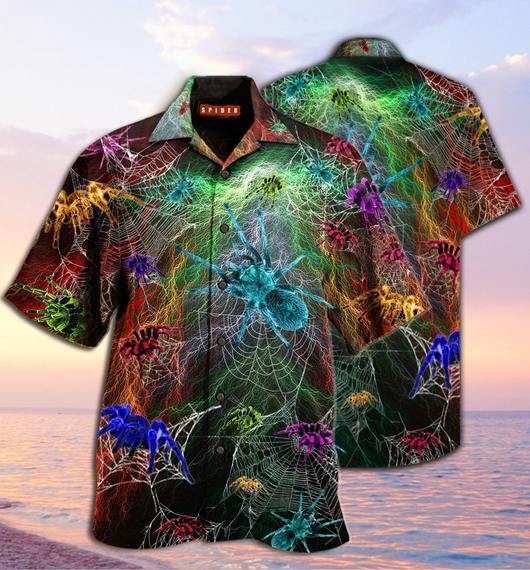 Colorful Spiderweb Hawaiian Shirt Pre11825