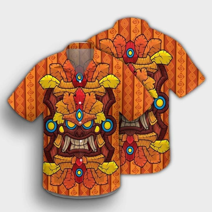 Cool Tiki Orange Hawaiian Shirt Pre13319