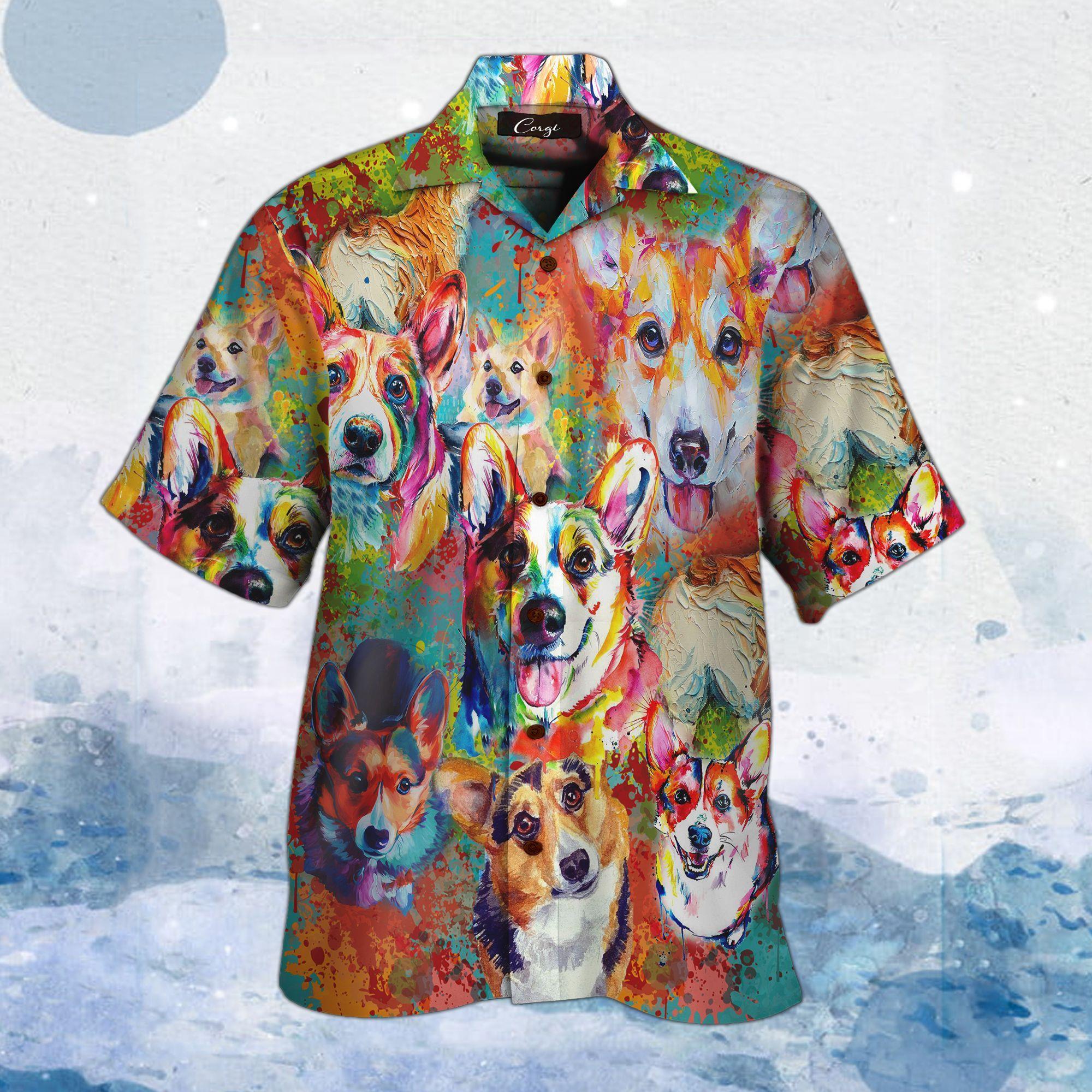 Corgi Colorfull Hawaiian Shirt Pre11413 Corgi Colorfull Hawaiian Shirt Pre11413
