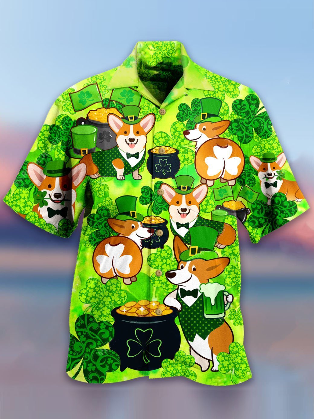 Corgi Patricks Day Hawaiian Shirt Pre11528