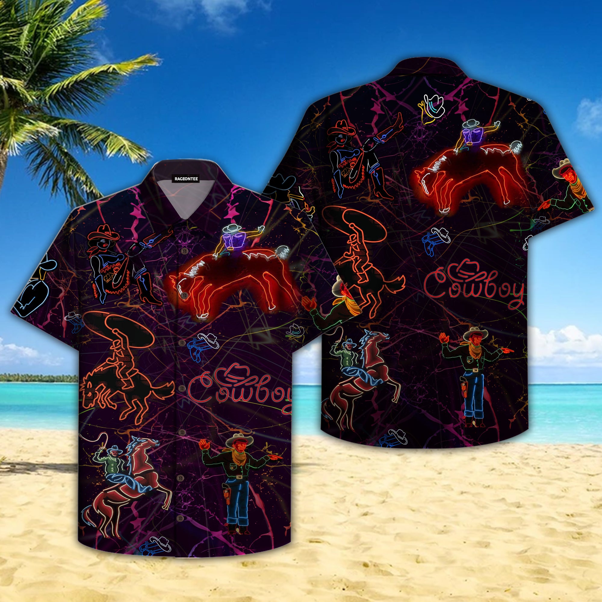 Cowboy Neon Love Life Hawaiian Shirt Pre11046