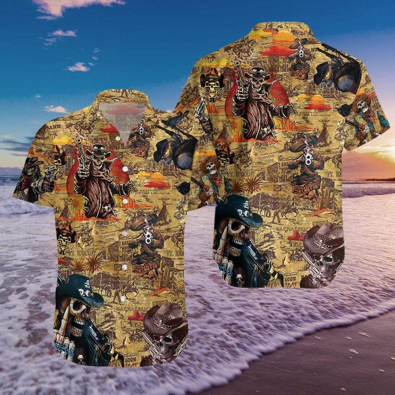 Cowboy Skull Unisex Hawaiian Shirt Pre13363