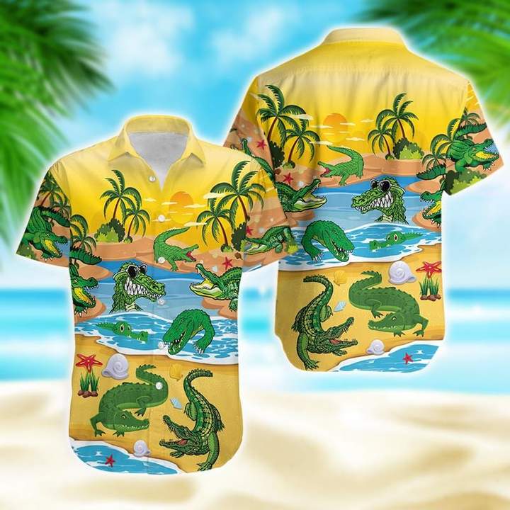 Crocodile Alligator On The Beach Hawaiian Shirt Pre11742