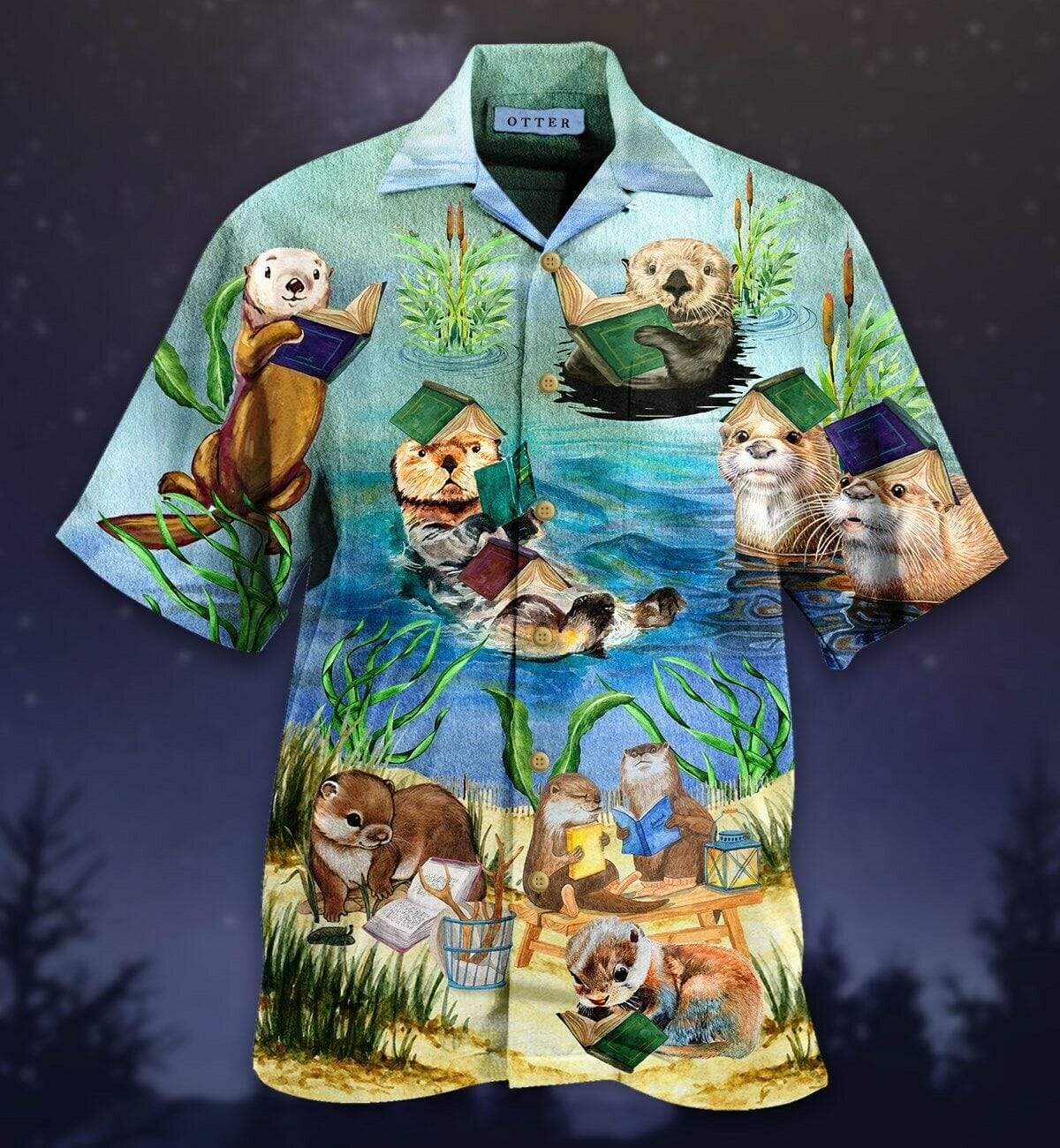 Cute Otter Reading Book Hawaiian Shirt Pre10670 Cute Otter Reading Book Hawaiian Shirt Pre10670