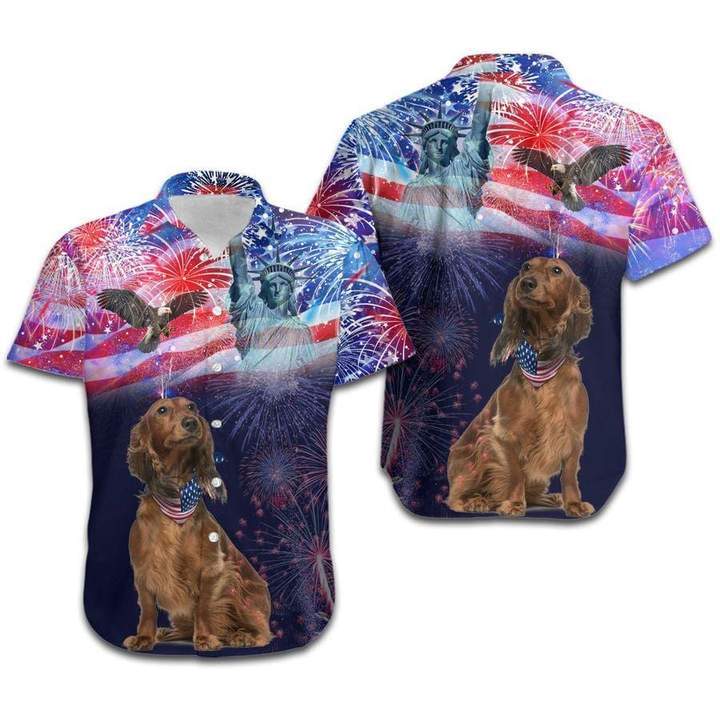 Dachshund Fireworks Independence Day Hawaiian Shirt Pre11347