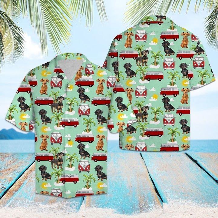 Dachshund Hippie Car Hawaiian Shirt Pre10185