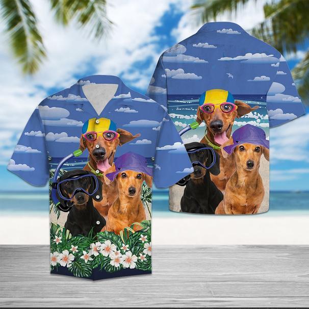 Dachshund Summer Beach Hawaiian Shirt Pre10577