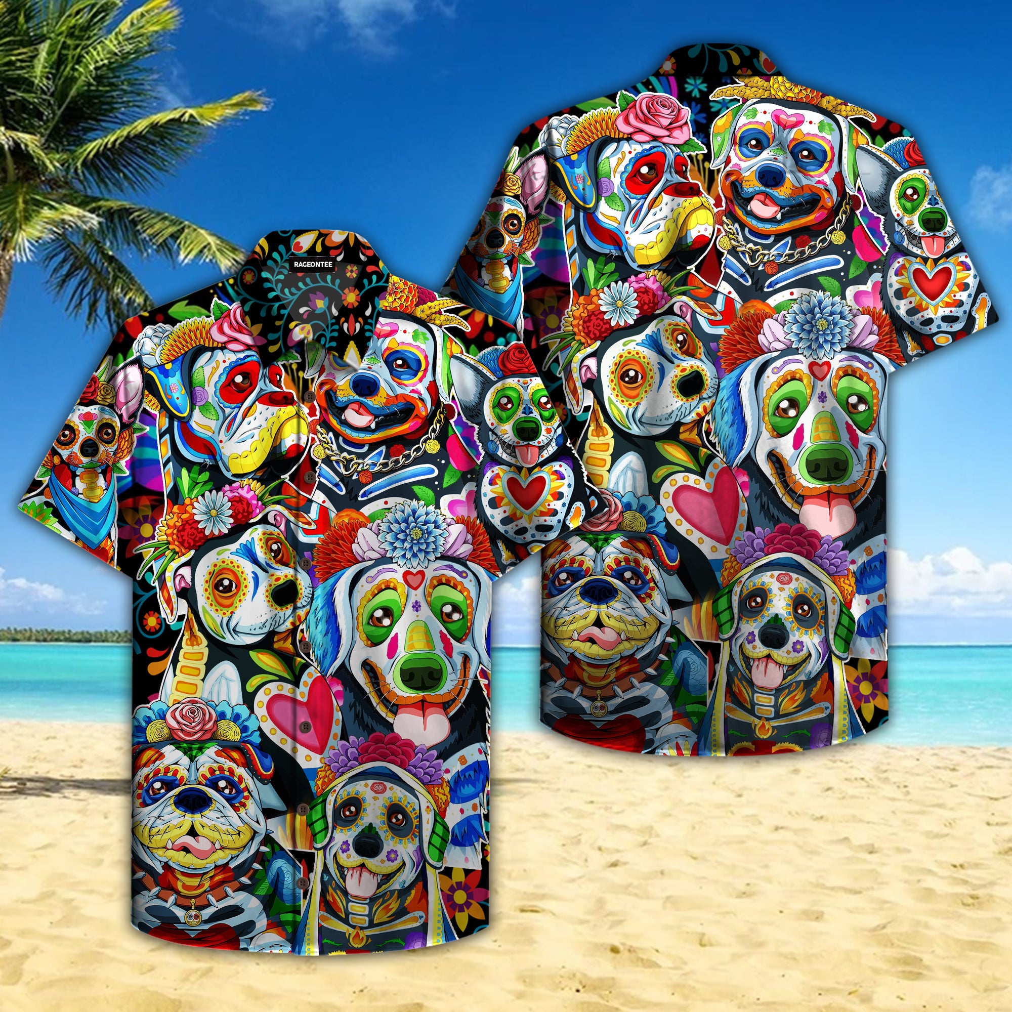Day Of The Dead Dog Hawaiian Shirt Pre10690 Day Of The Dead Dog Hawaiian Shirt Pre10690