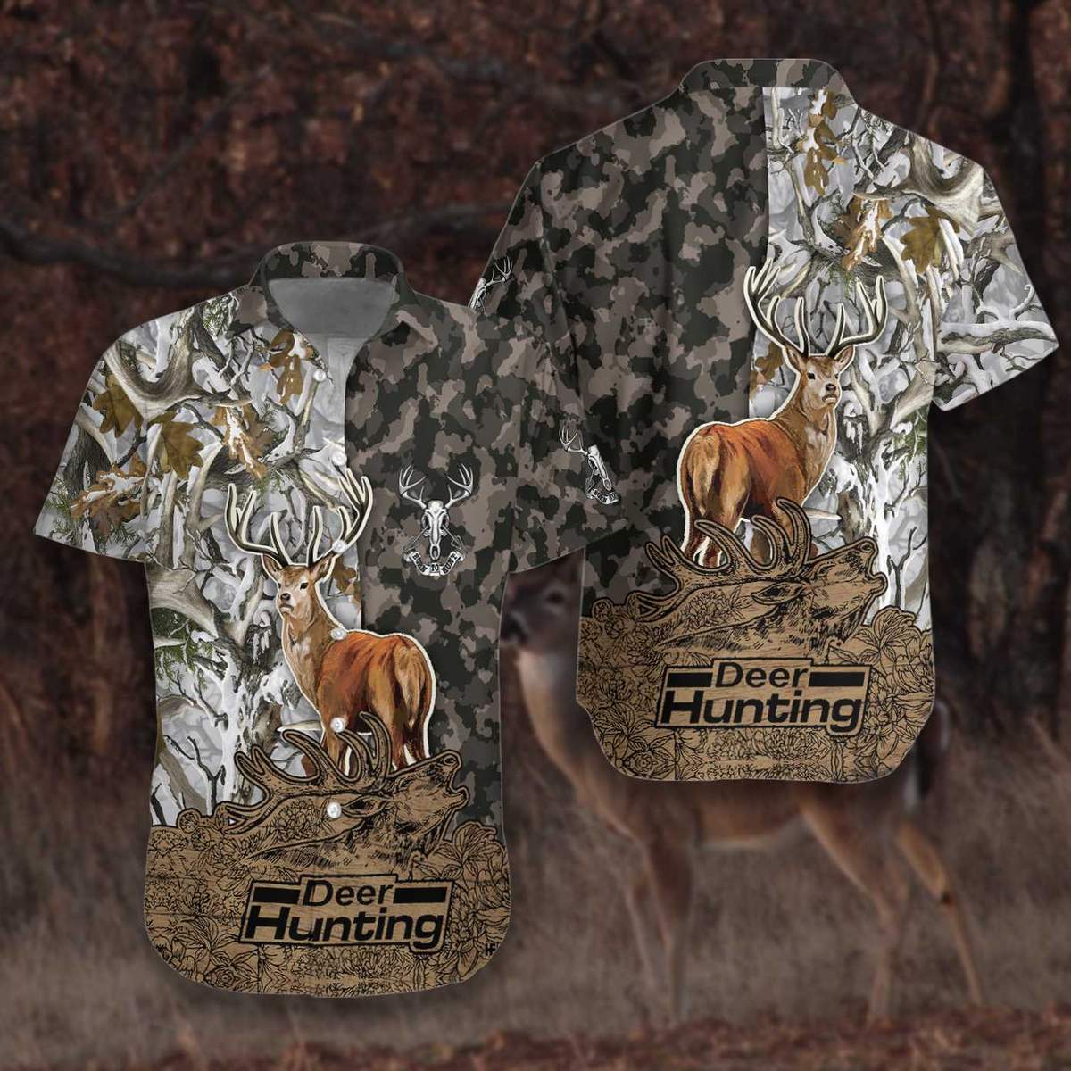 Deer Camouflage Bow Hunting Unisex Hawaiian Shirt Pre13285