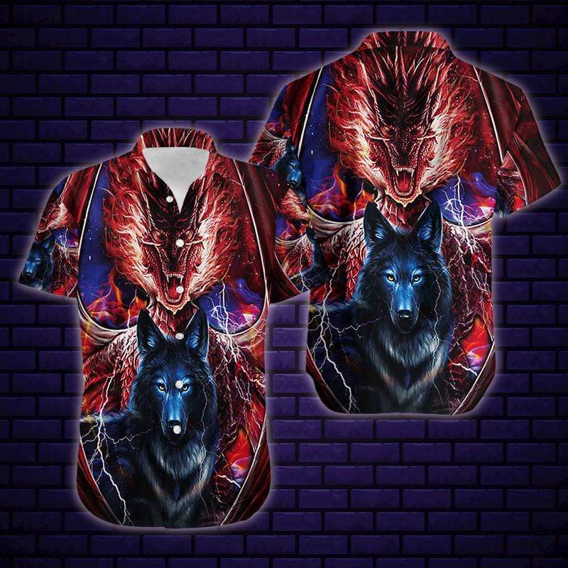Dragon And Wolf Fantastic Unisex Hawaiian Shirt Pre13277 Dragon And Wolf Fantastic Unisex Hawaiian Shirt Pre13277