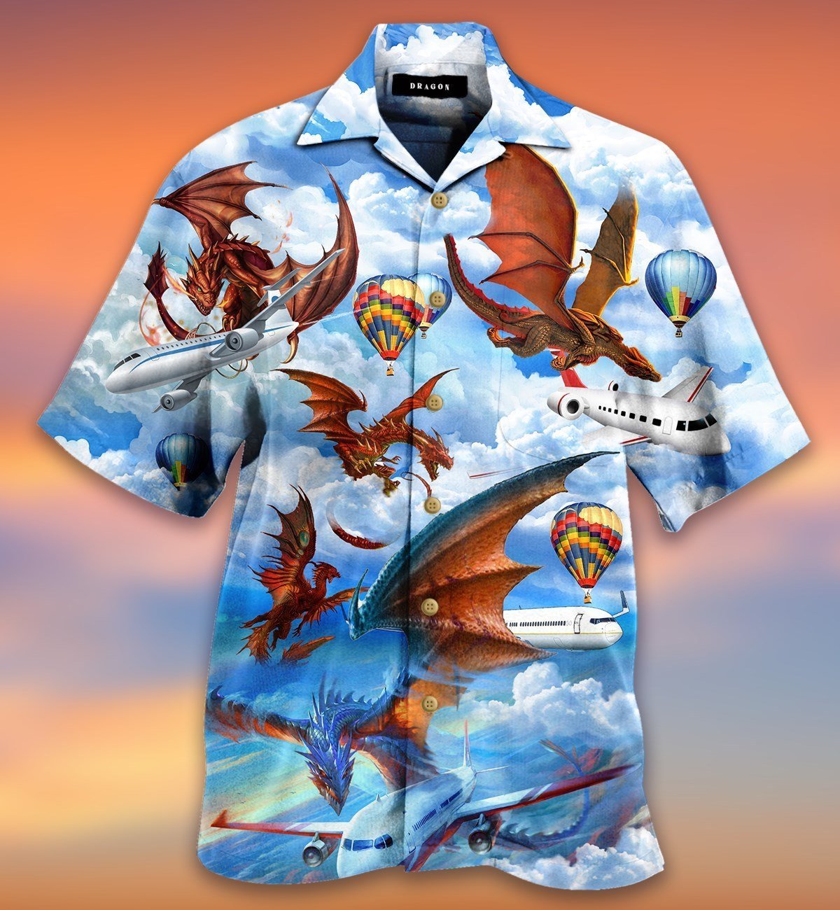 Dragon Hunting Airplane Hawaiian Shirt Pre13270