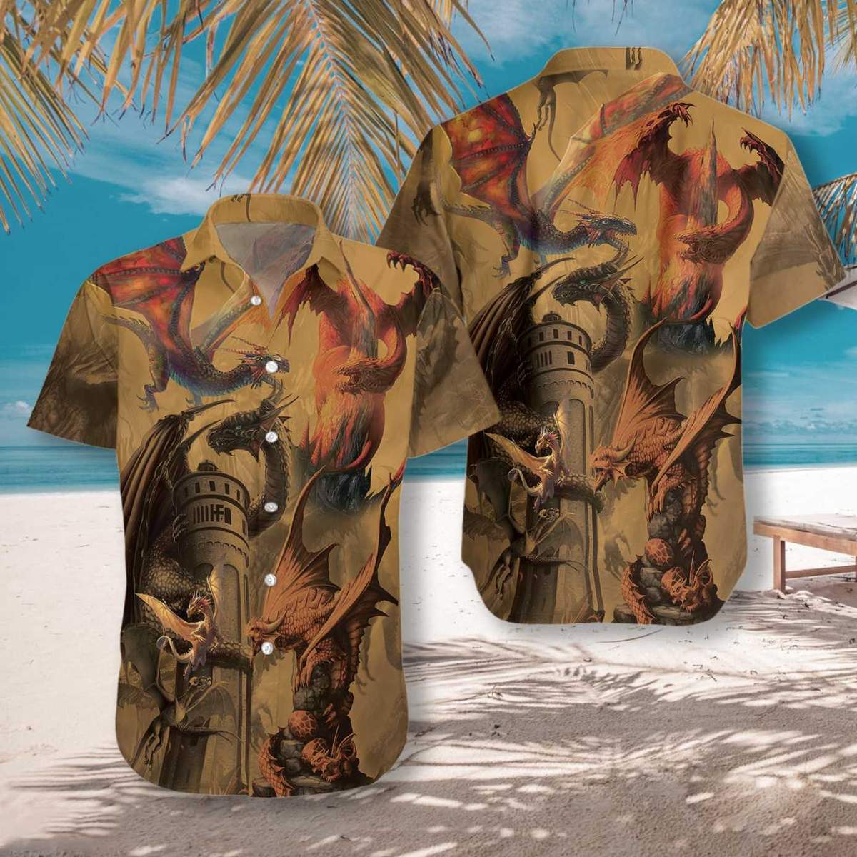 Dragon On The Castle Hawaiian Shirt Pre13290