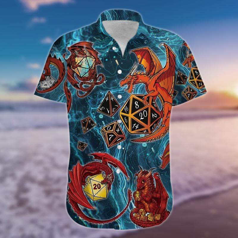 Dragon Playing Dice Blue Hawaiian Shirt Pre13268 Dragon Playing Dice Blue Hawaiian Shirt Pre13268
