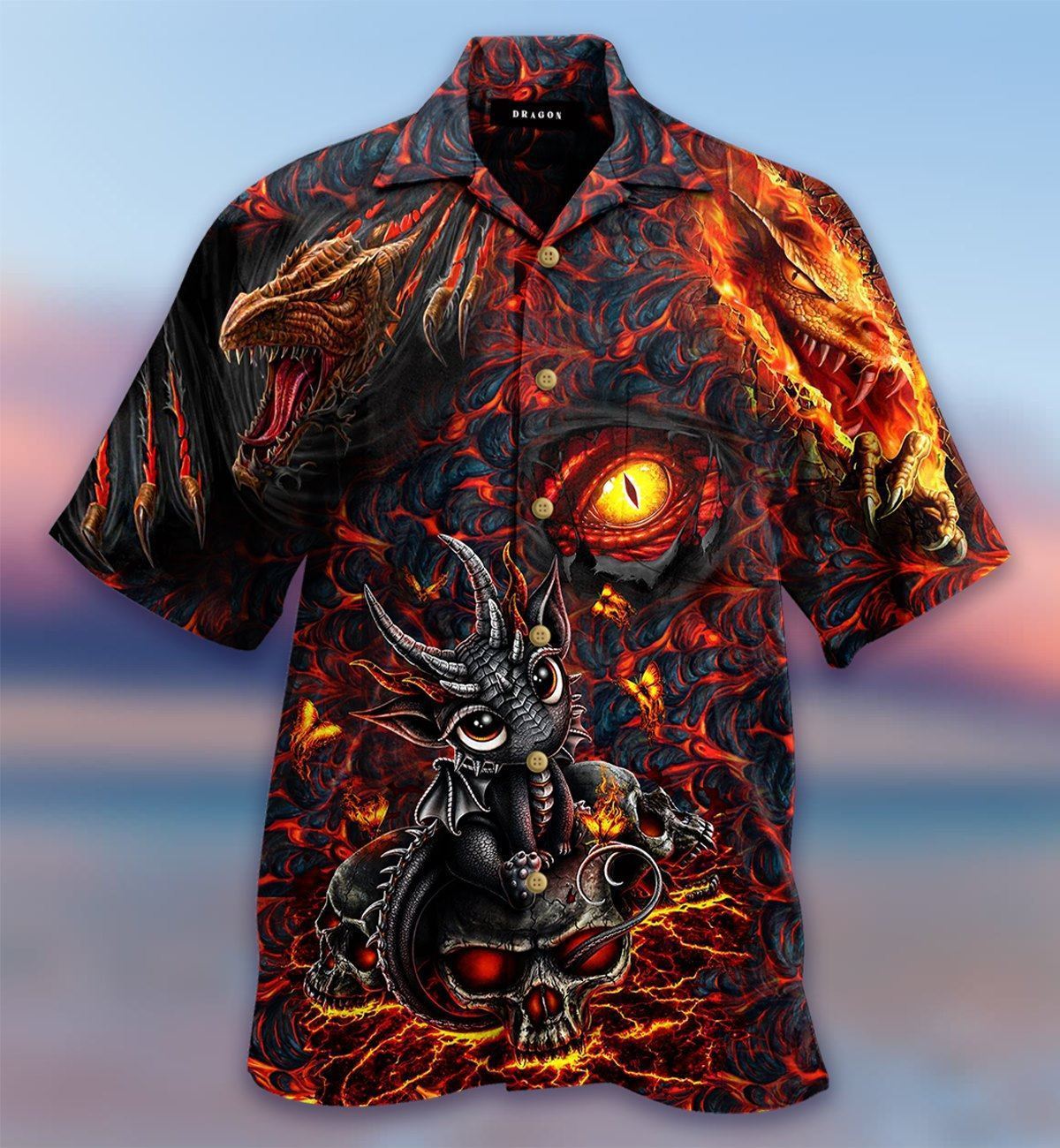 Dragon Skull Lava Hawaiian Shirt Pre13269 Dragon Skull Lava Hawaiian Shirt Pre13269
