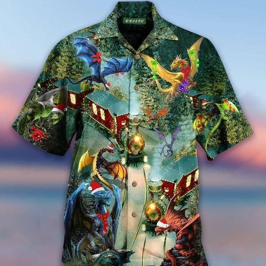 Dragons Christmas Train Hawaiian Shirt Pre13195