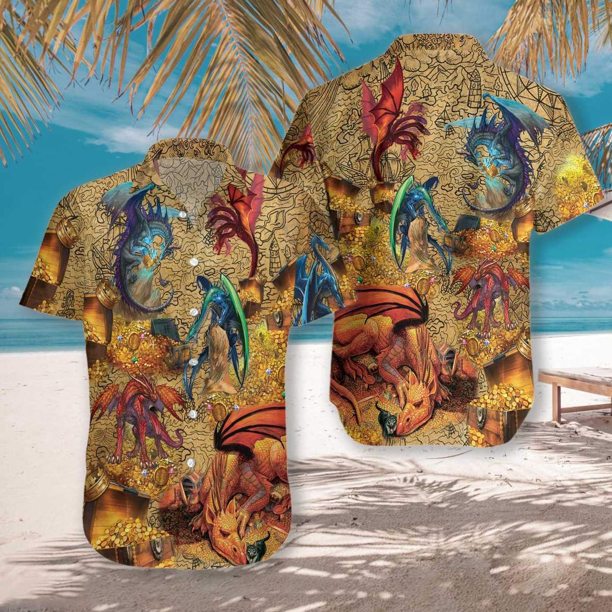 Dragons With Treasure Hawaiian Shirt Pre13222 Dragons With Treasure Hawaiian Shirt Pre13222