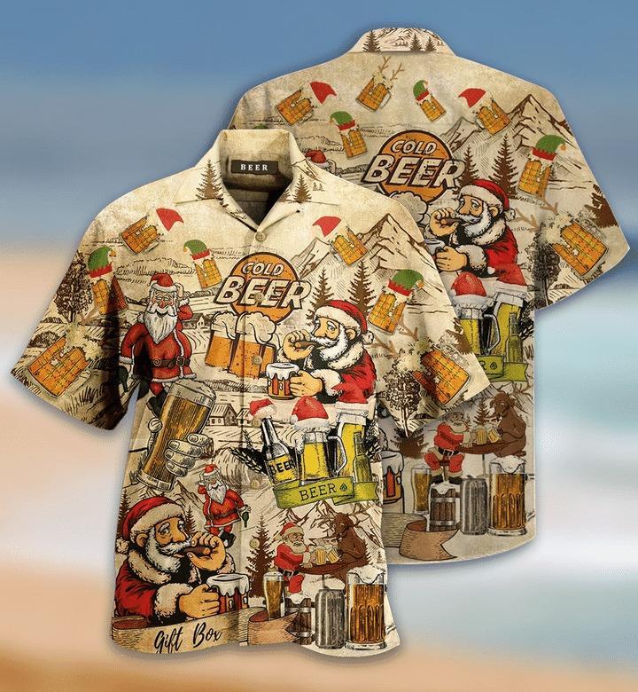 Drinking Beer With Santa Claus Hawaiian Shirt Pre11960 Drinking Beer With Santa Claus Hawaiian Shirt Pre11960