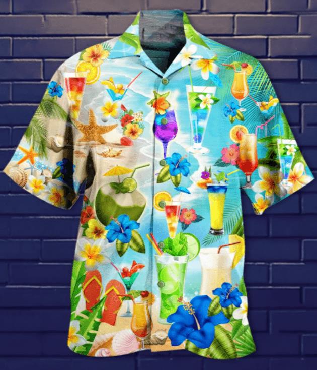 Drinking Cocktail Flower Beach Hawaiian Shirt Pre13217