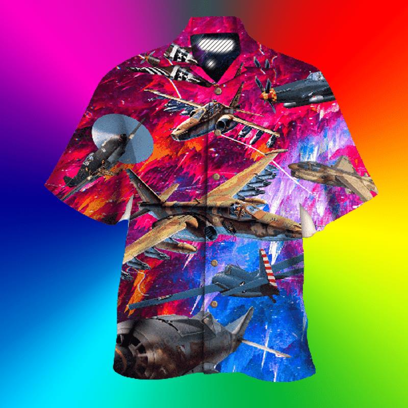 Explore Itineraries With Aircraft Watercolor Hawaiian Shirt Pre11822