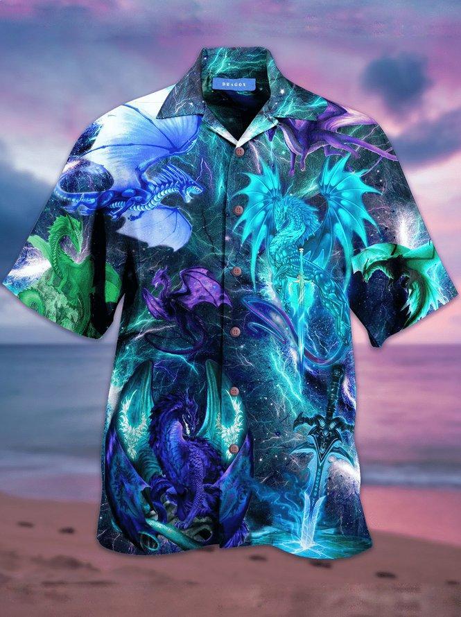 Fantasy Blue Dragon Hawaiian Shirt Pre13203