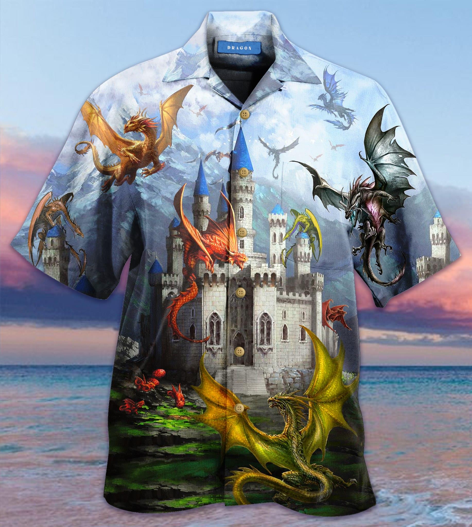 Fantasy Dragons On The Castle Hawaiian Shirt Pre13199 Fantasy Dragons On The Castle Hawaiian Shirt Pre13199